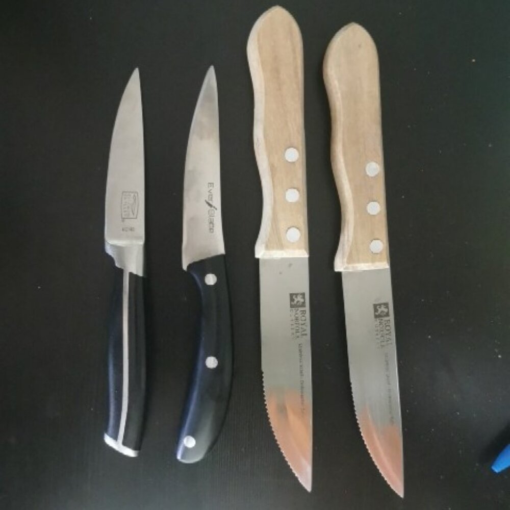 Lot of 4 Knives, Royal Norfolk, Ever‎ Blade, and Chicago Cutlery, Great con.